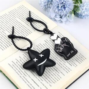 2Pcs Leather Bag Charms for Handbag Funny Black Purse Charms finger Star